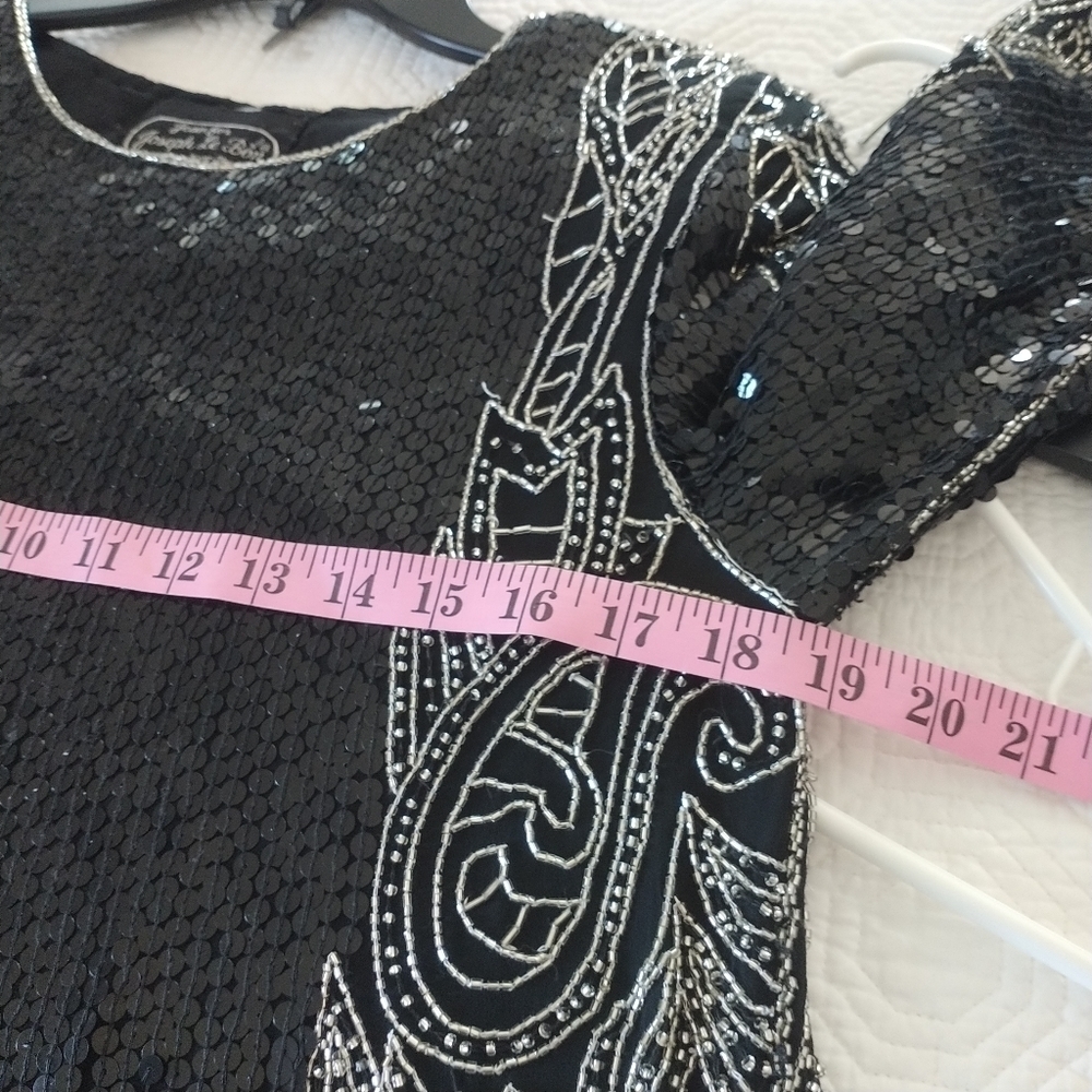 Joseph Le Bon Paris Hong Kong New York Black Sequins & Beaded Vintage Dress 12 - Picture 8 of 11